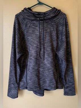Athleta Women’s Pullover Hoodie Black Gray Fleece Lined Sweatshirt Large